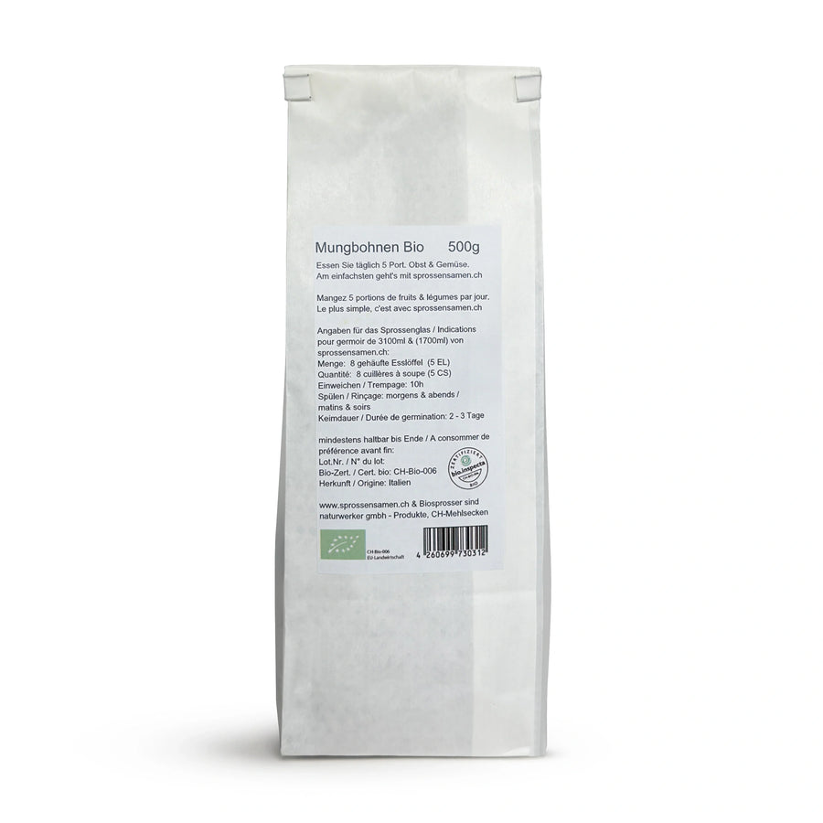 Germes de haricots mungo verts biologiques 500 g
