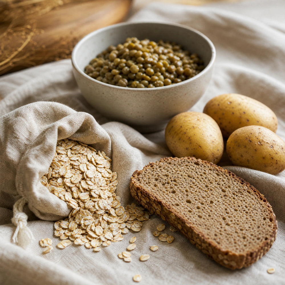 Glykämischer Index – Food-First-Bild für Inhaltsabschnitt 3; natürliche Mahlzeit mit Lebensmitteln und Sprossen