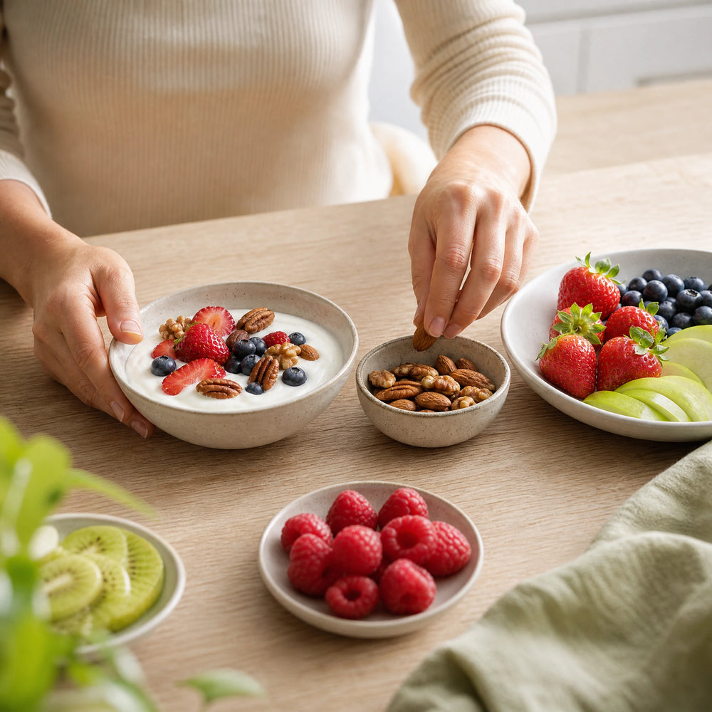 Kohlenhydratarme Lebensmittel – Food-First-Bild für Inhaltsabschnitt 5; gemüsebetonte Mahlzeit mit frischen Brokkoli-Sprossen