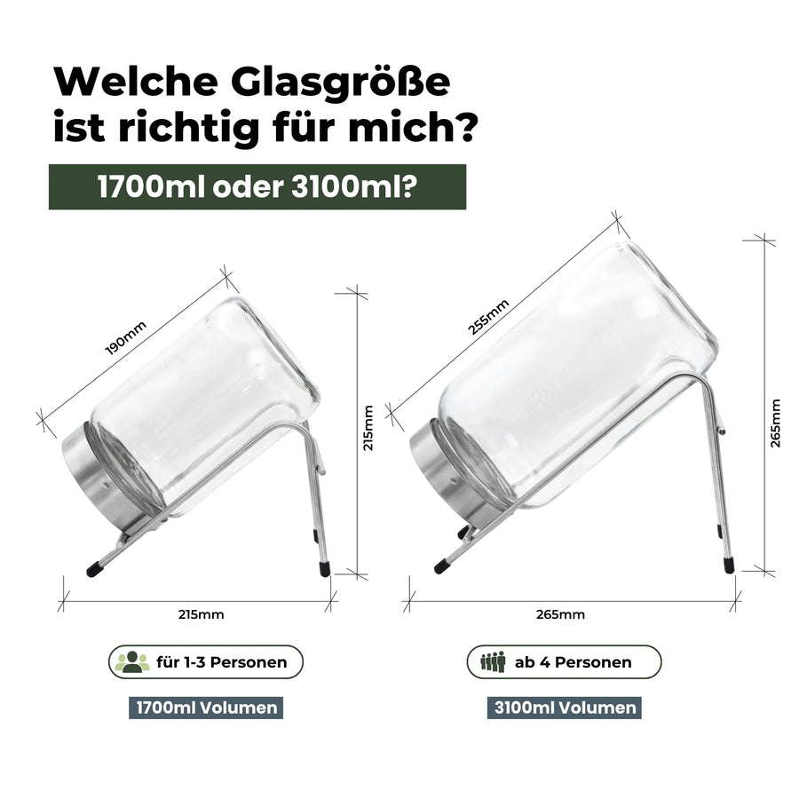 Keimglas 3100ml The Way We Grow™ aus Glas mit Ständer Biosprosser
