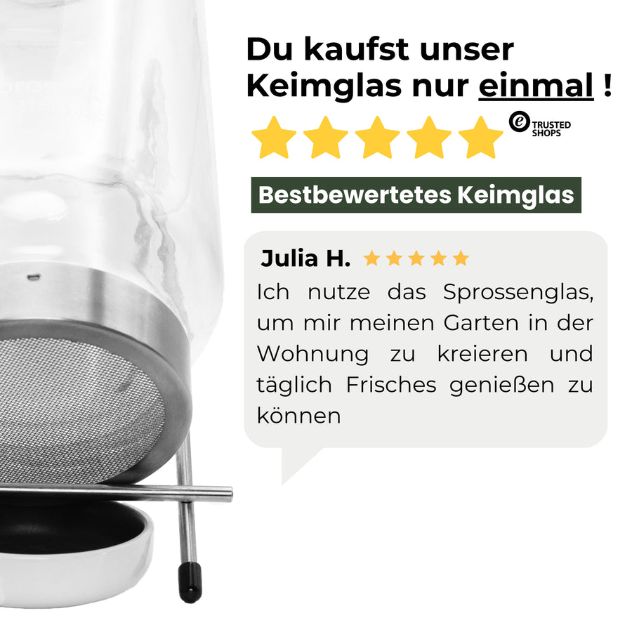 Keimglas 3100ml The Way We Grow™ aus Glas mit Ständer Biosprosser