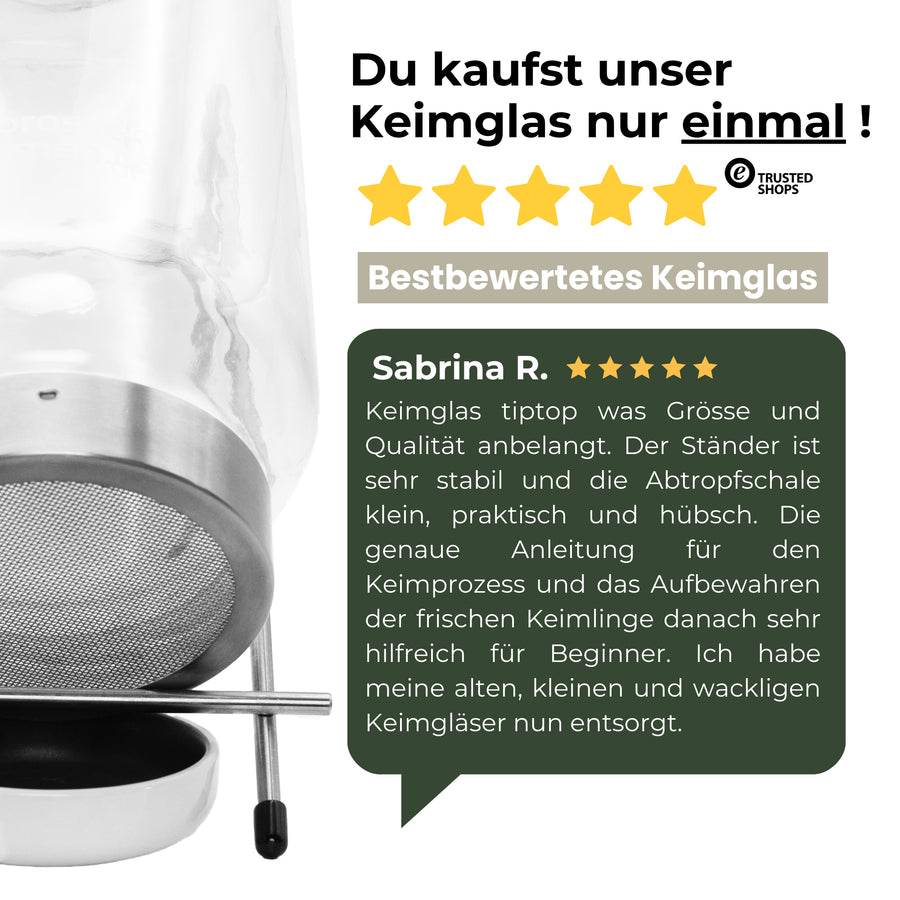 Keimglas 3100ml The Way We Grow™ aus Glas mit Ständer Biosprosser