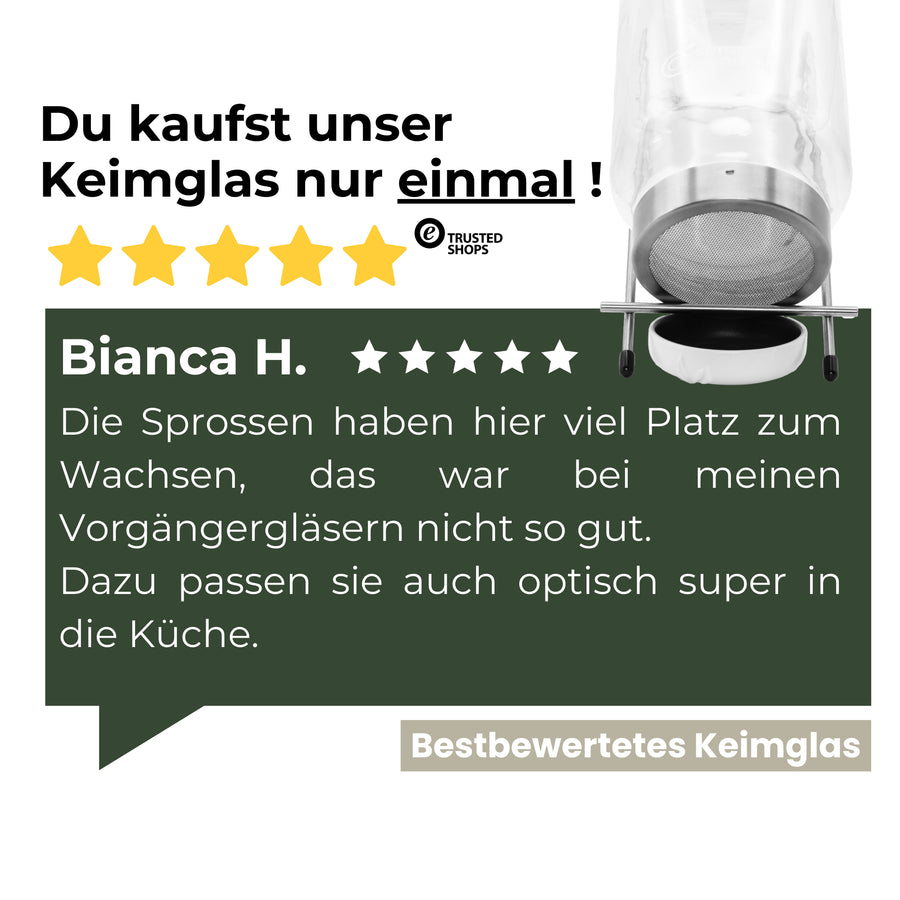 Keimglas 3100ml The Way We Grow™ aus Glas mit Ständer Biosprosser