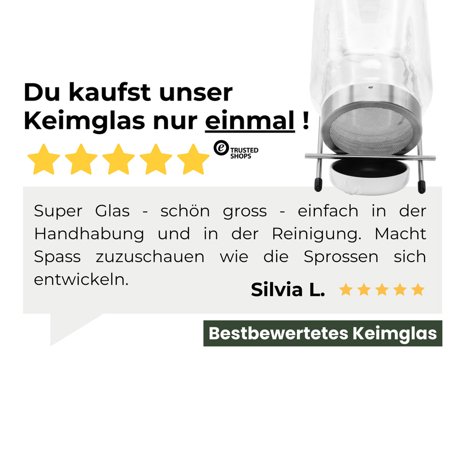 Keimglas 3100ml The Way We Grow™ aus Glas mit Ständer Biosprosser
