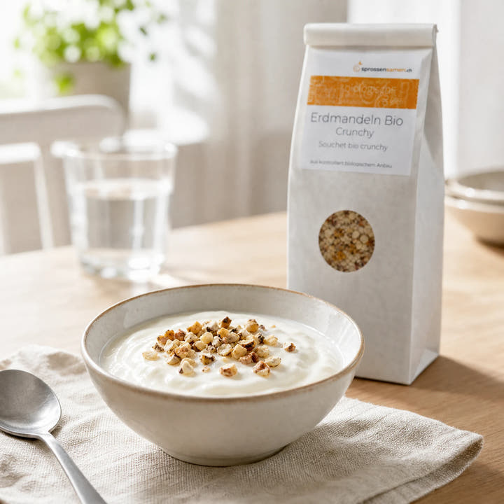 So wird Crunchy zum vorbereiteten Erdmandel Snack